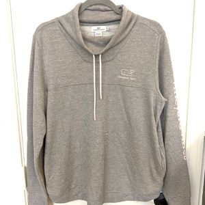 Vineyard Vines Gray/Pink Funnel Neck Pullover